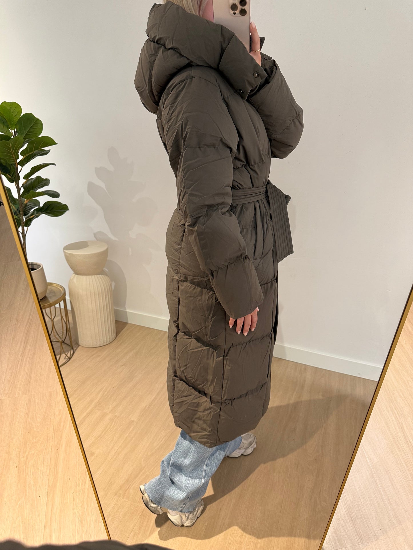 TARA LONG COAT - GREEN/GREY