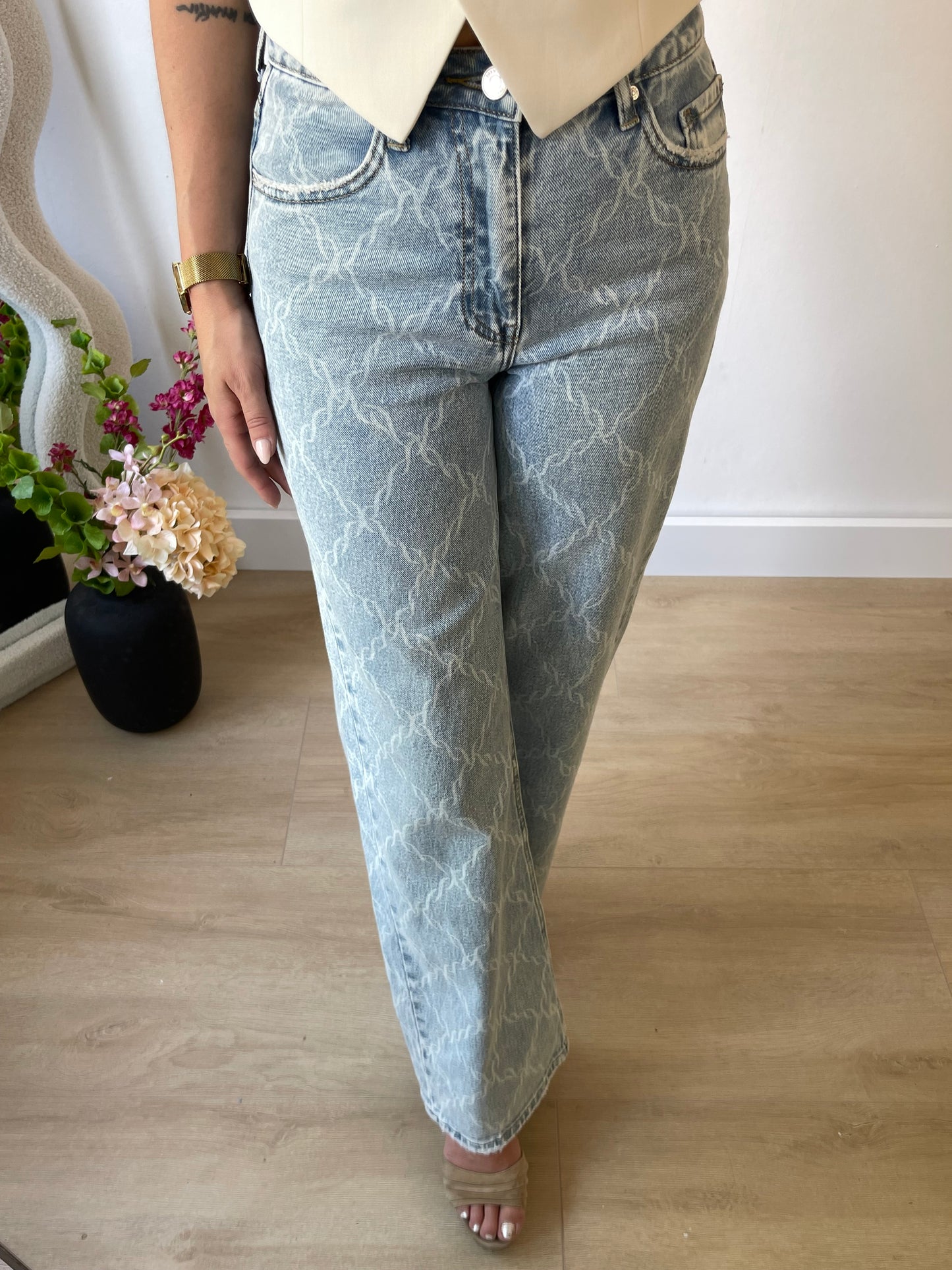 QUEEN HEARTS PRINT JEANS