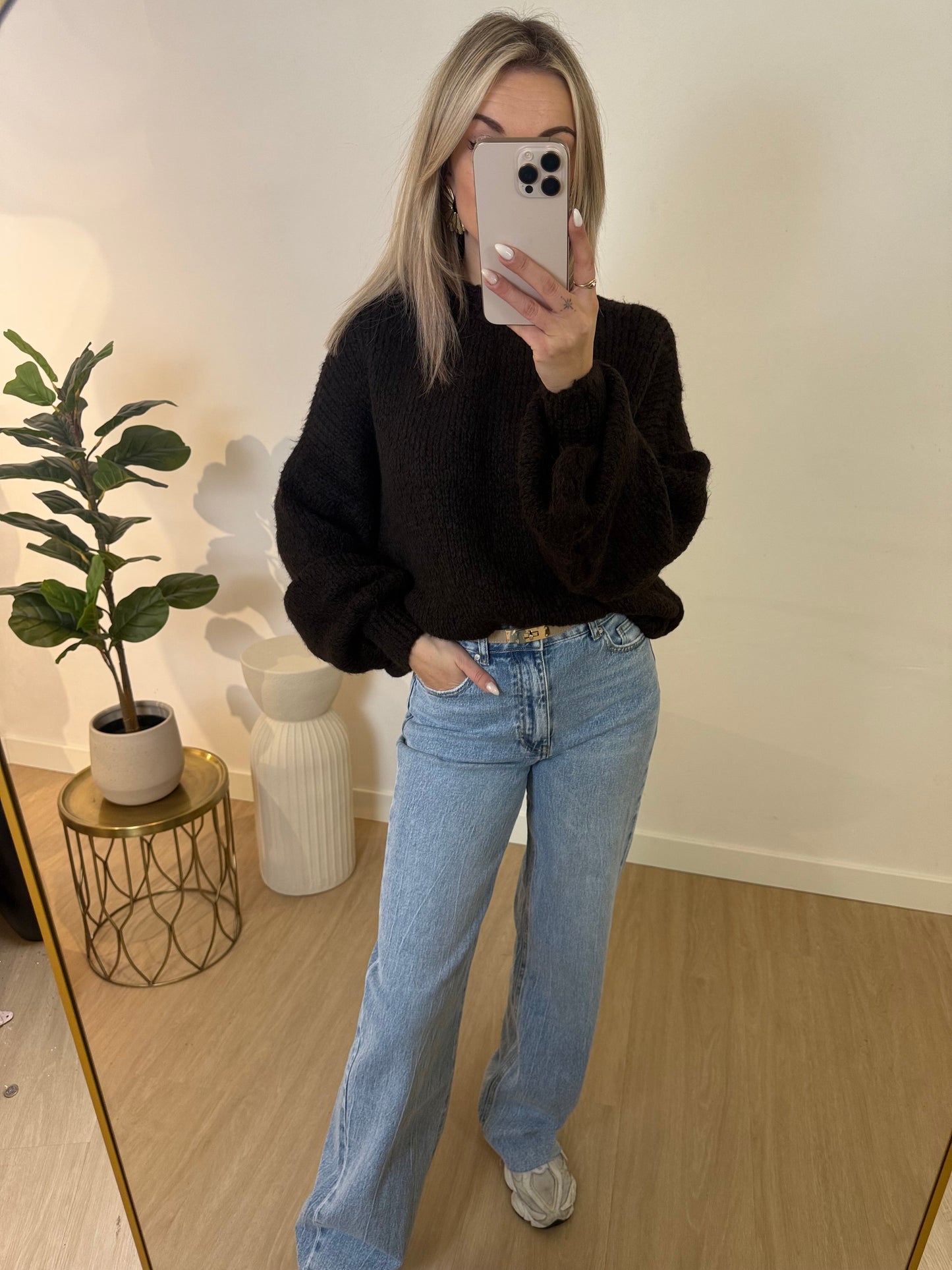 SANNE SWEATER - DARK BROWN STYLISH