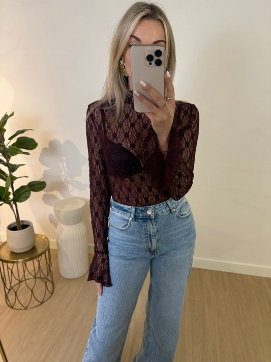 AMBIKA LACE TOP - AUBERGINE STYLISH