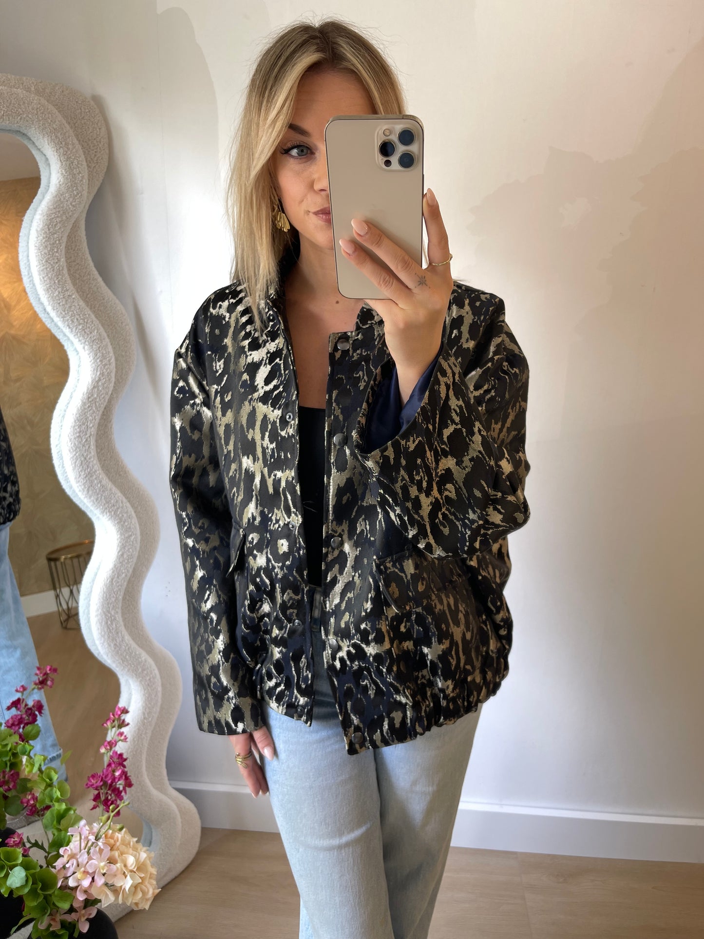 OVERSIZED LEO JACKET - GOLD/BLACK/BLUE
