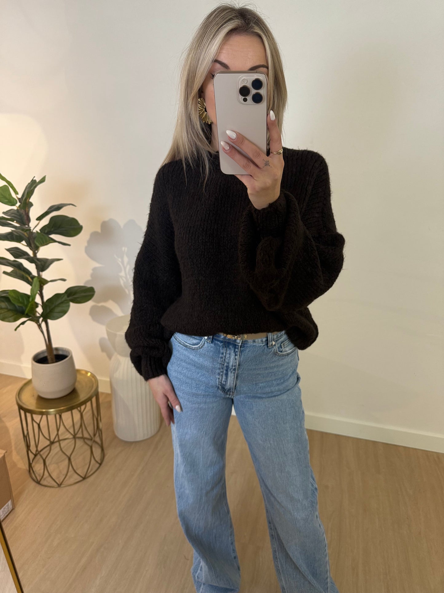 SANNE SWEATER - DARK BROWN STYLISH