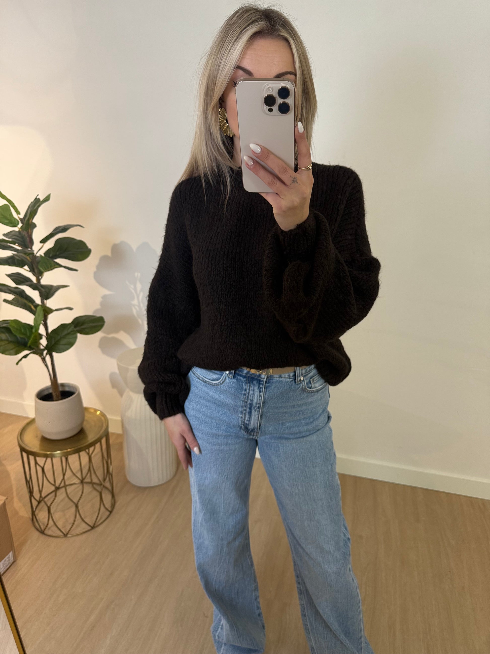 SANNE SWEATER - DARK BROWN STYLISH