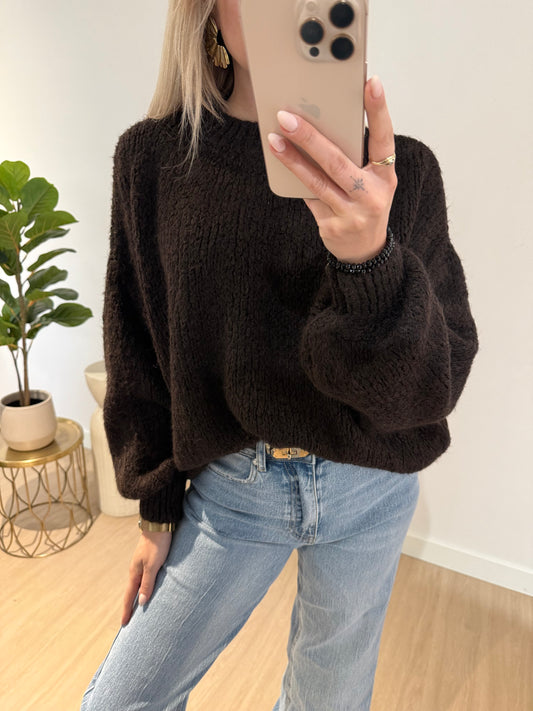 SANNE SWEATER - DARK BROWN