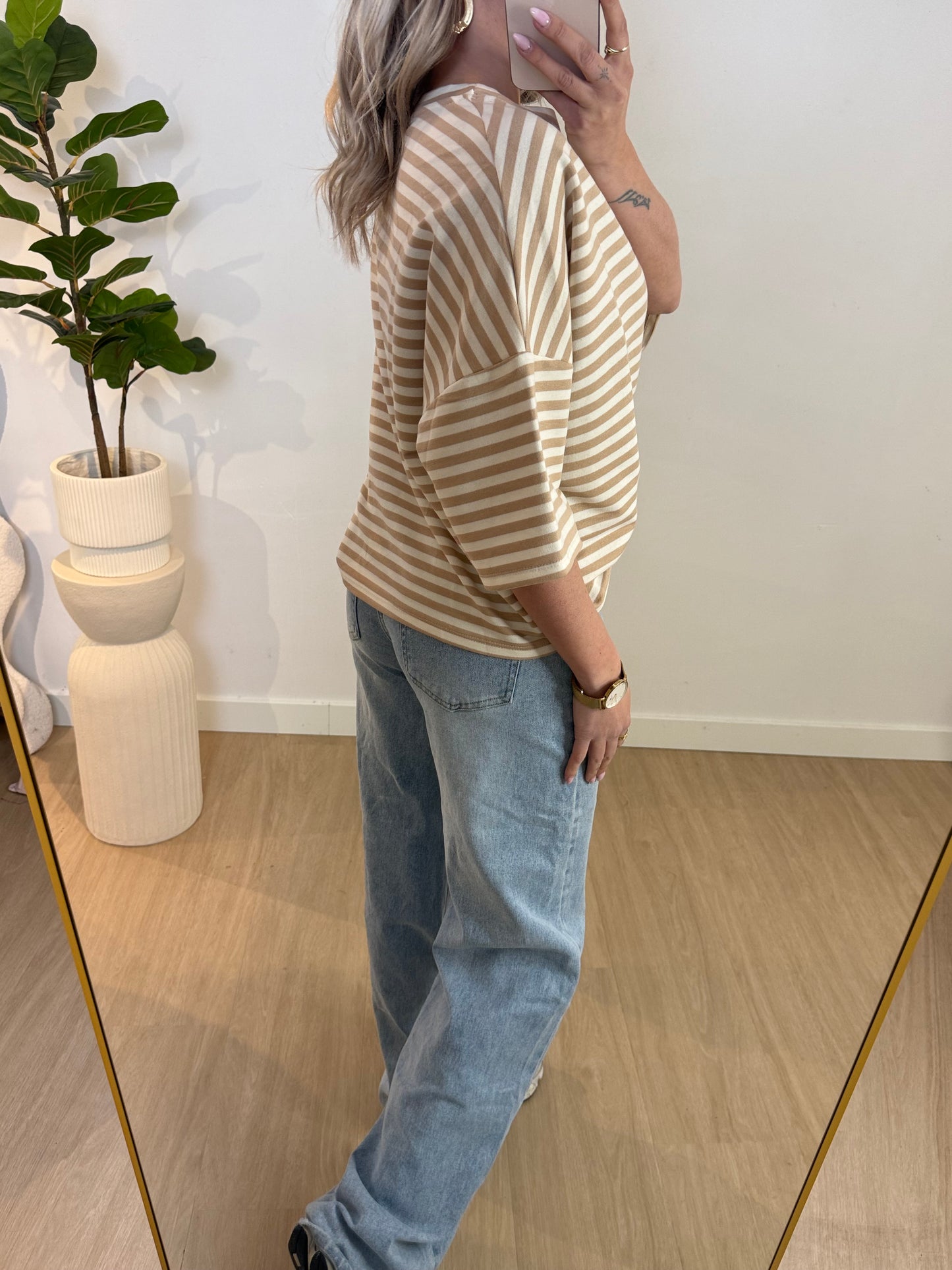 STRIPE TEE - BEIGE STYLISH