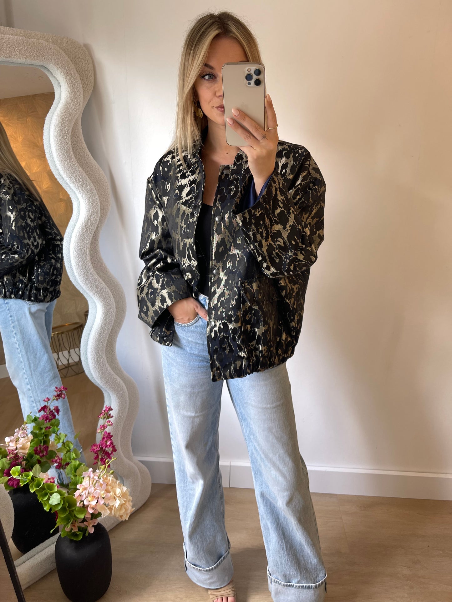 OVERSIZED LEO JACKET - GOLD/BLACK/BLUE