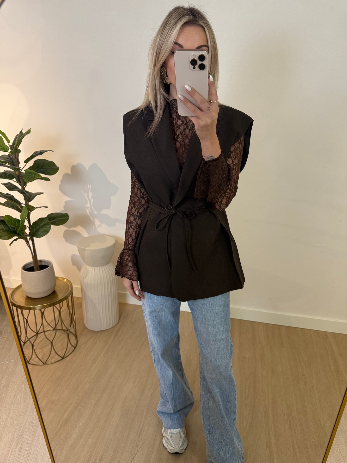 DONNA WRAP GILET - DARK BROWN STYLISH